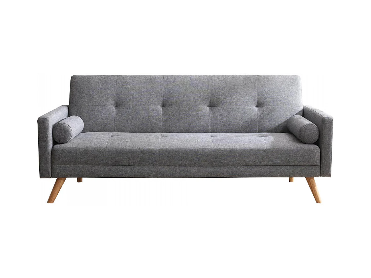 Sofá convertible 3 plazas de tela gris WOODEN