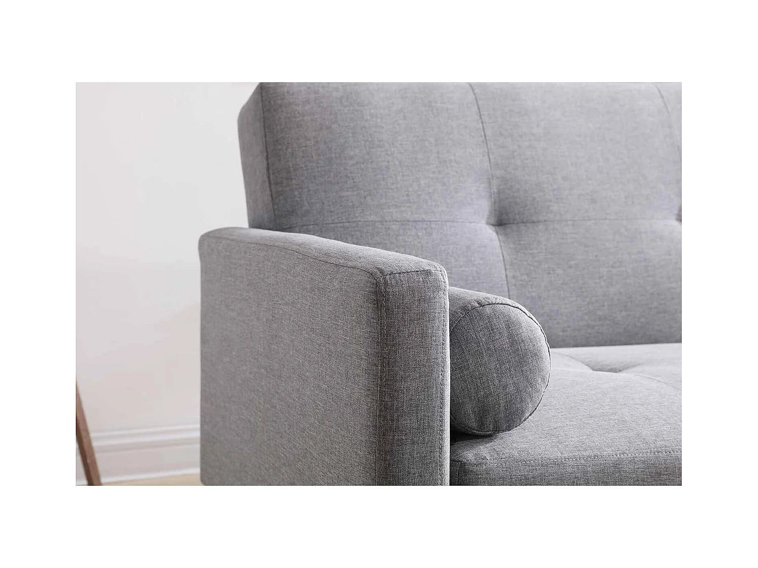 Sofá convertible 3 plazas de tela gris WOODEN