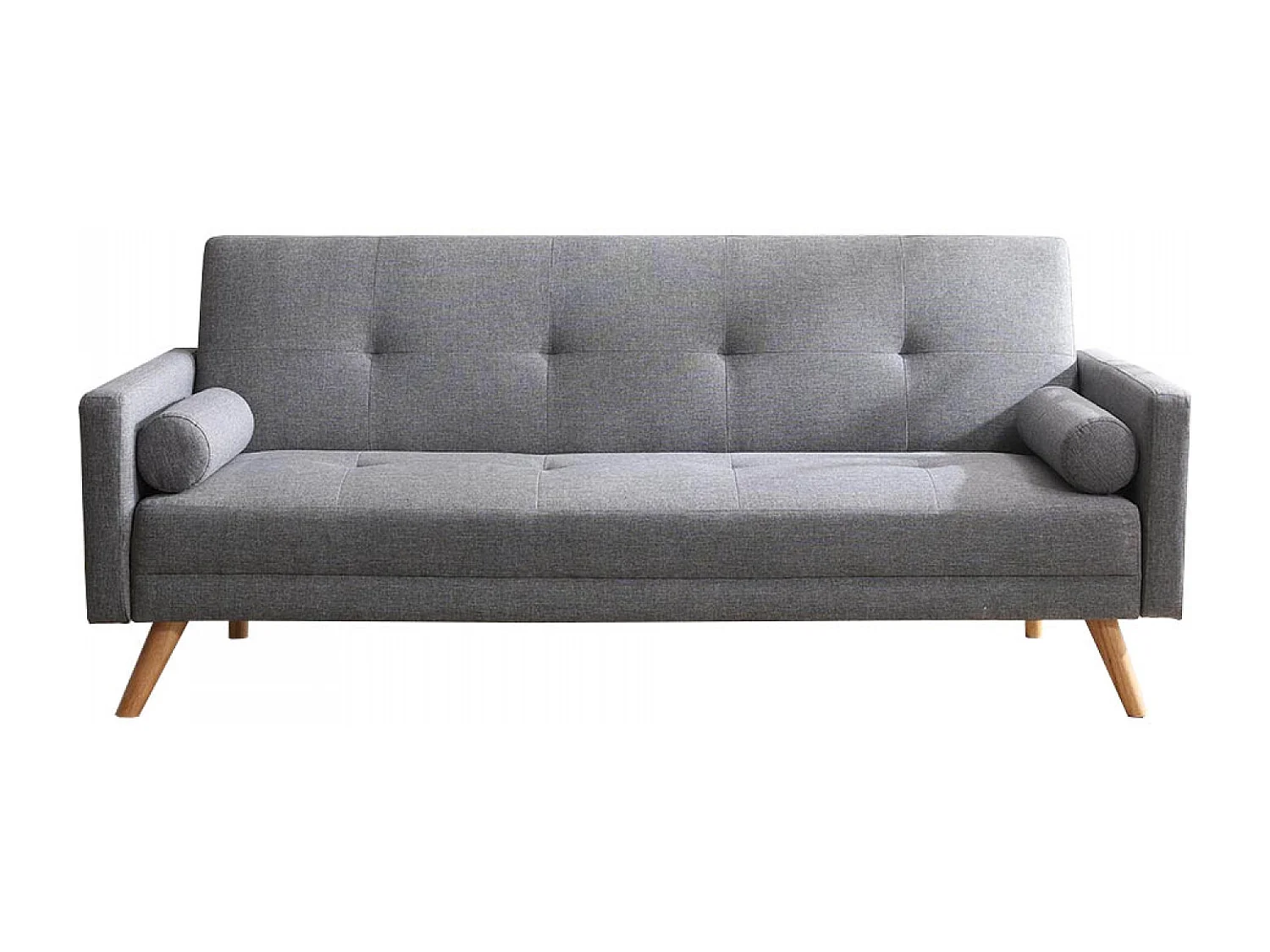 Canapé convertible 3 places en tissu gris WOODEN