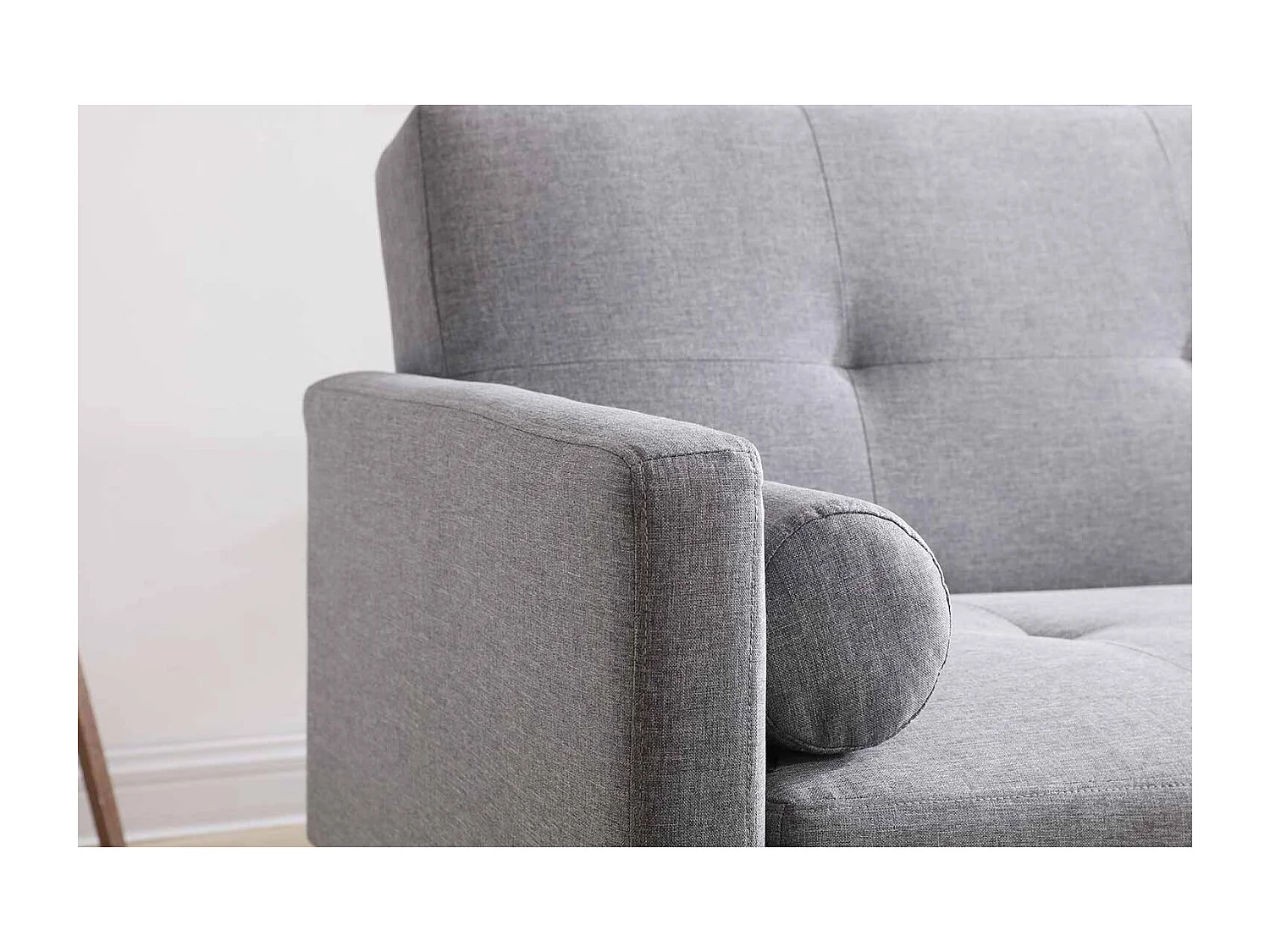 Canapé convertible 3 places en tissu gris WOODEN