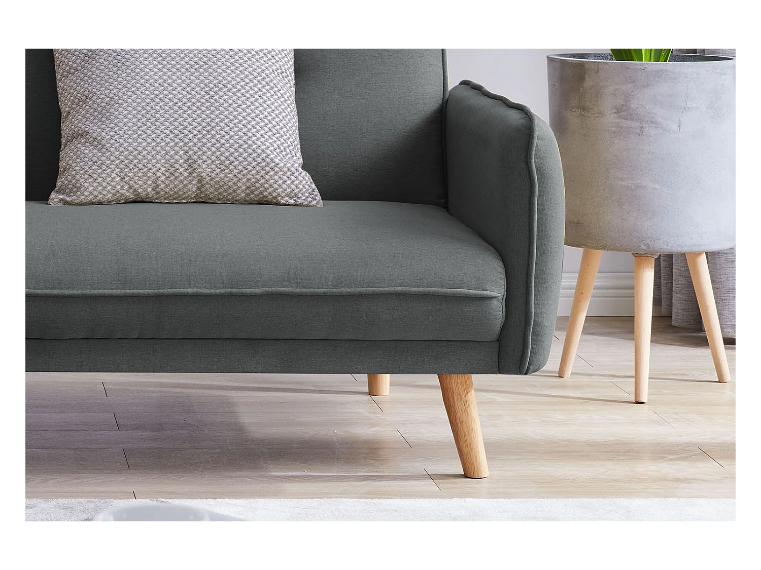 Sofá escandinavo convertible 3 plazas de tela gris oscuro NORA