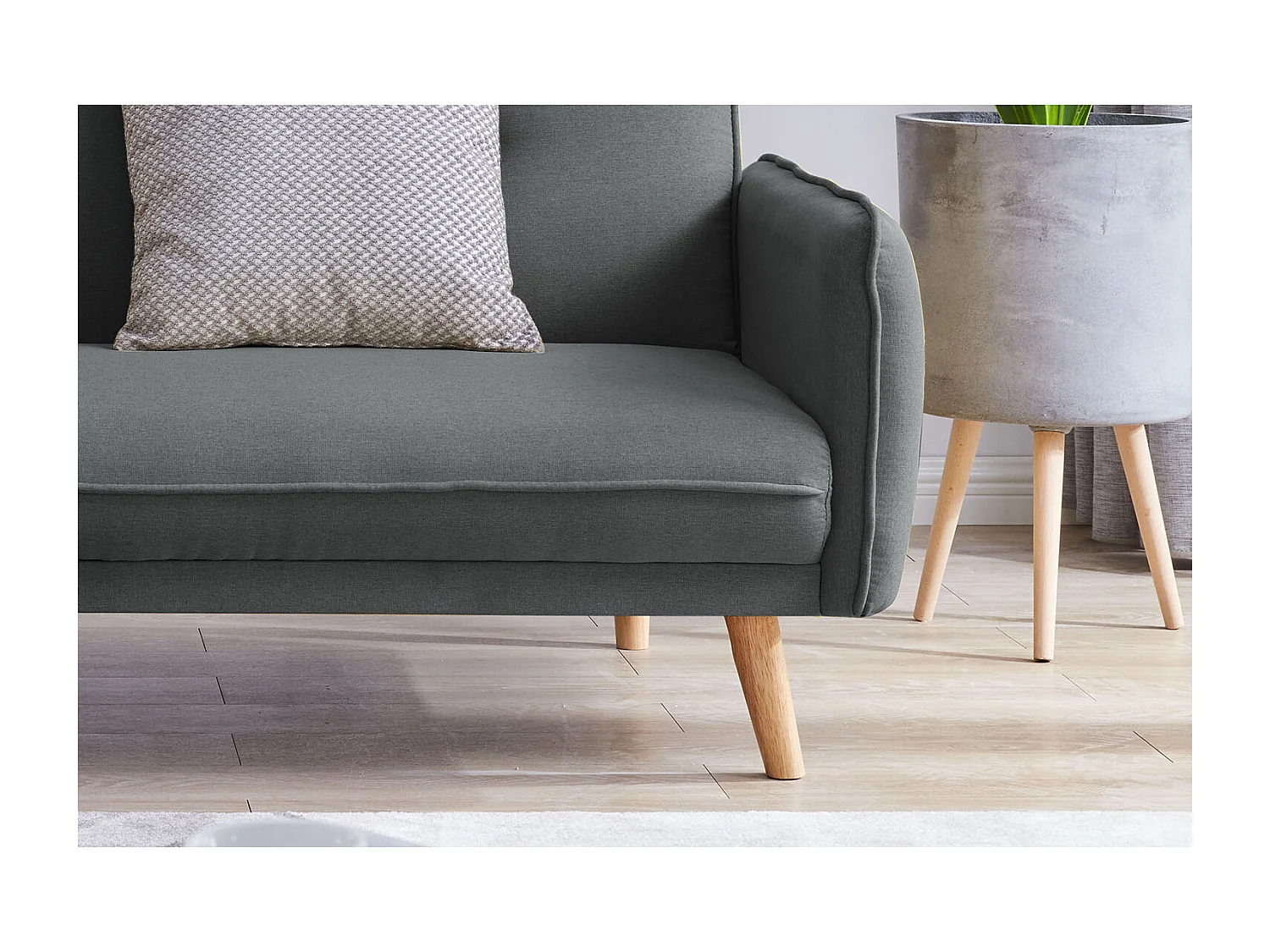 Canapé scandinave convertible 3 places en tissu gris foncé NORA