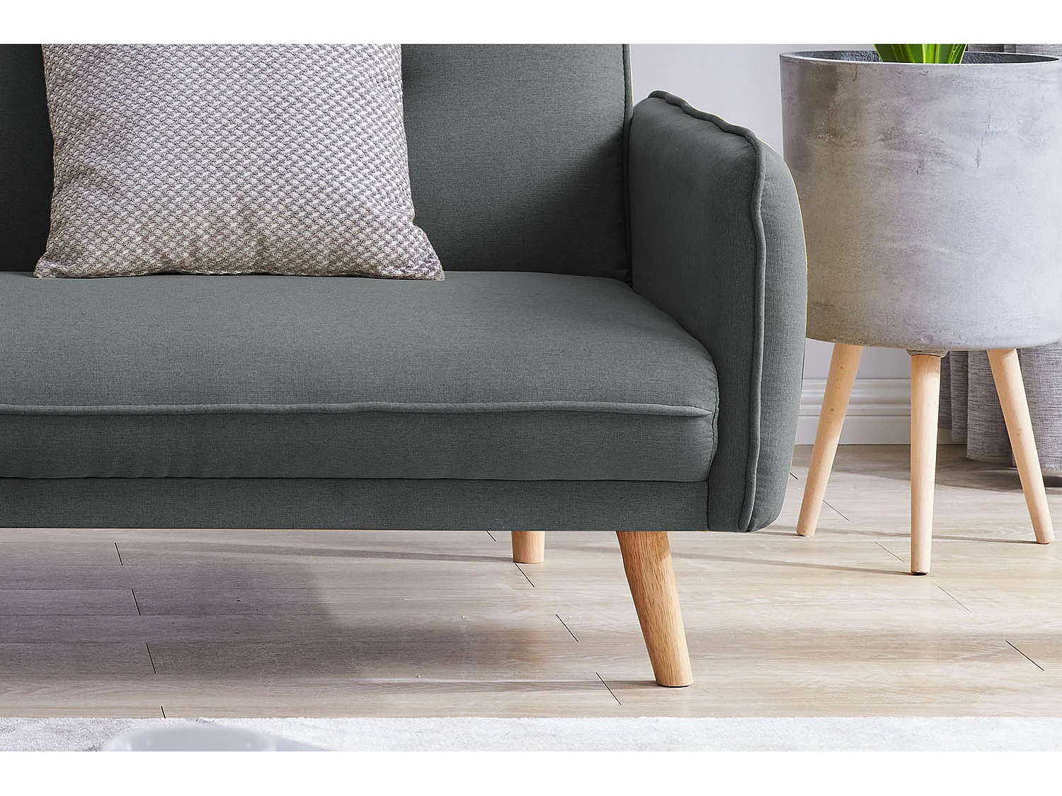 Canapé scandinave convertible 3 places en tissu gris foncé NORA