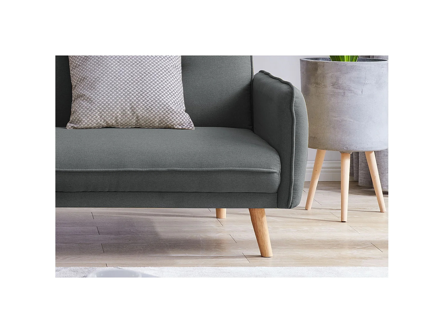 Canapé scandinave convertible 3 places en tissu gris foncé NORA