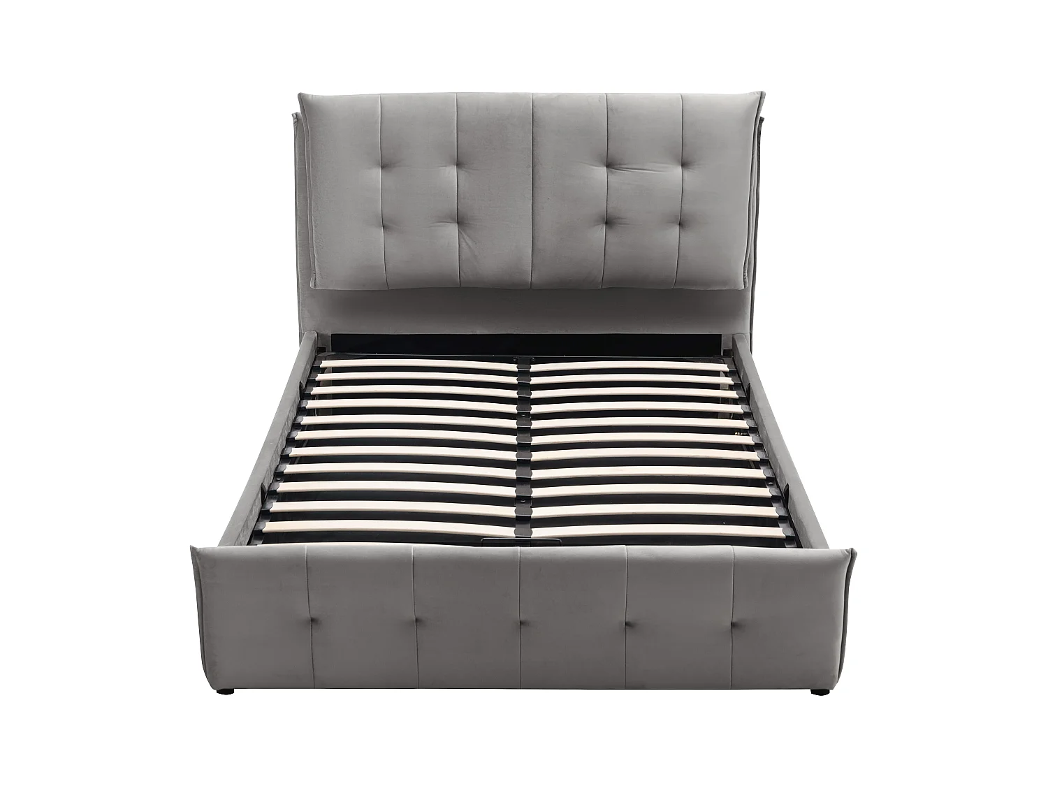 Lit coffre 160 x 200 cm - Velours - Gris clair - OLERIA