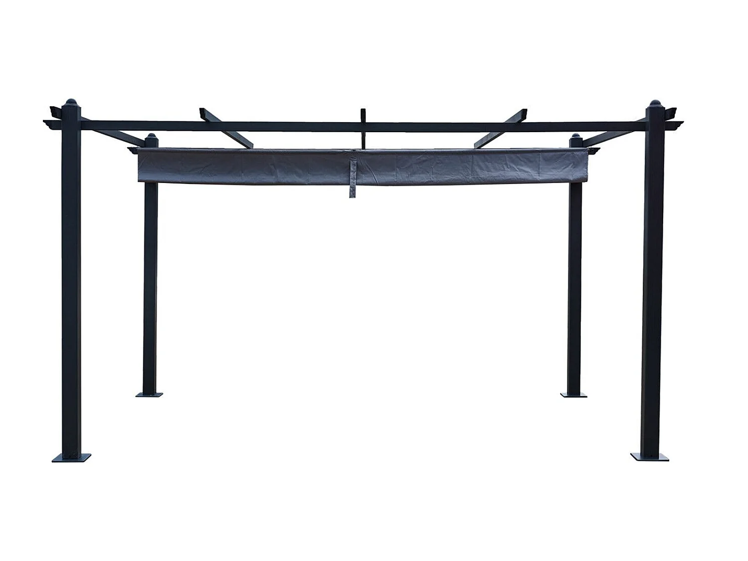 Vrijstaande Pergola 4x3m met uitschuifbaar doek NILA Grijs Aluminium Polyester