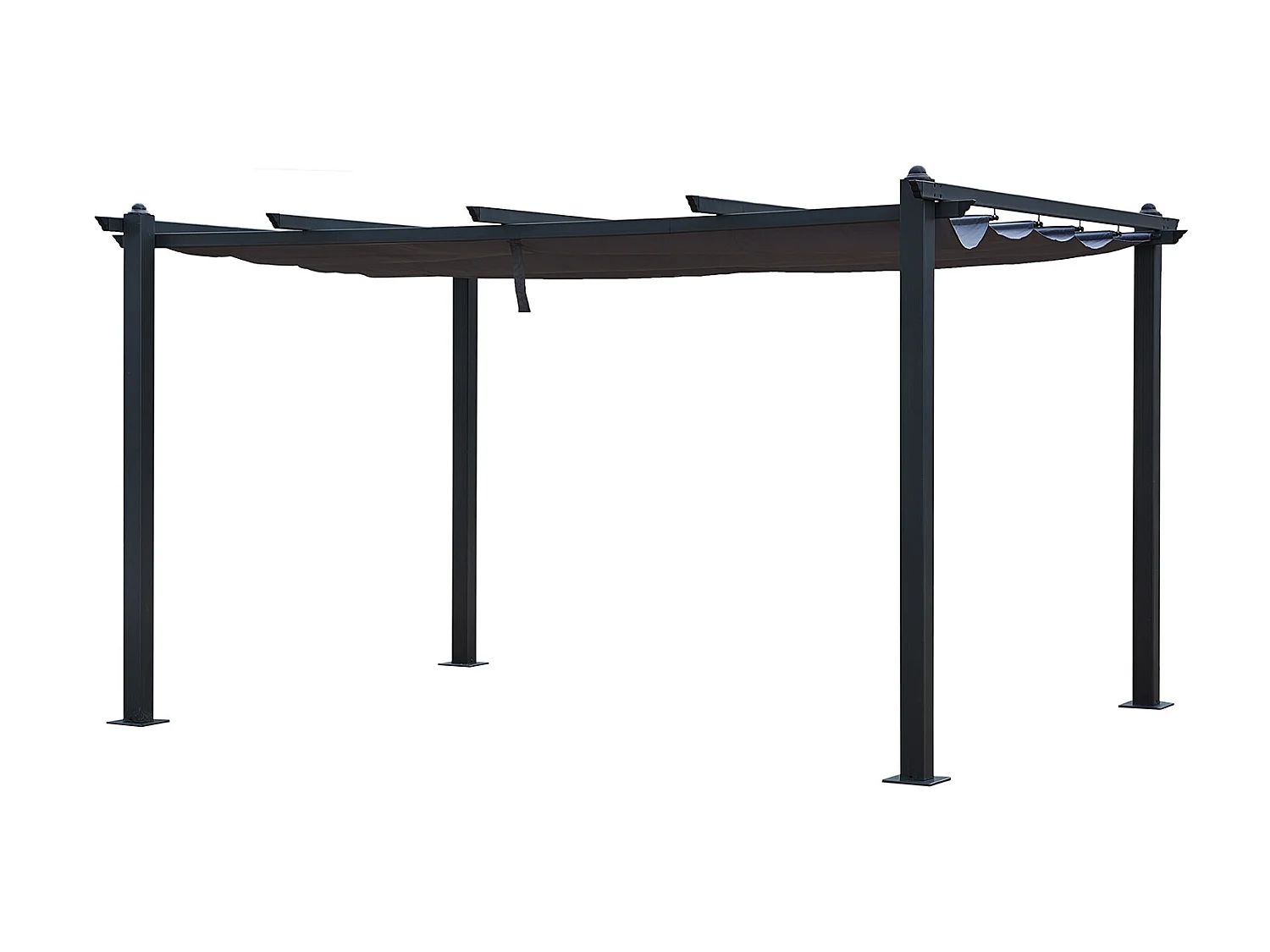 Vrijstaande Pergola 4x3m met uitschuifbaar doek NILA Grijs Aluminium Polyester