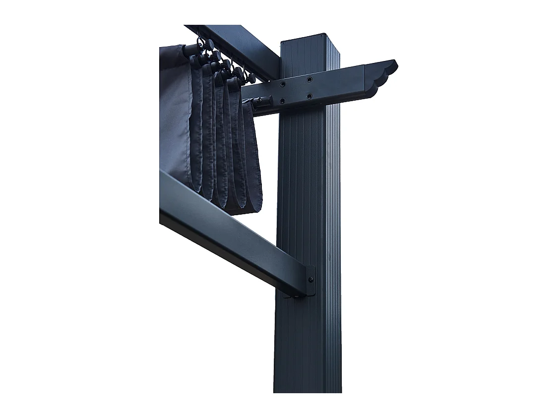 Vrijstaande Pergola 4x3m met uitschuifbaar doek NILA Grijs Aluminium Polyester