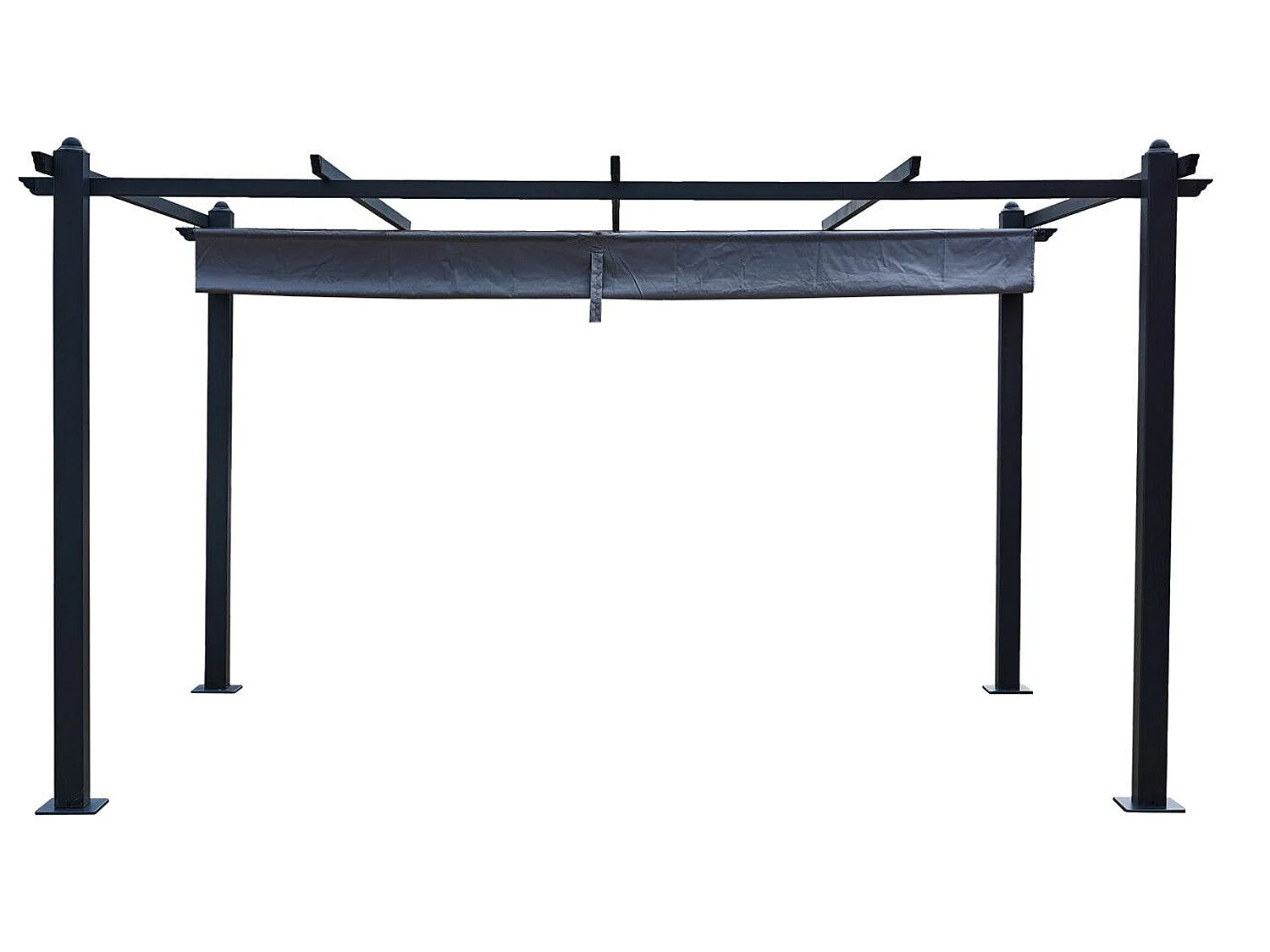 Vrijstaande Pergola 4x3m met uitschuifbaar doek NILA Grijs Aluminium Polyester