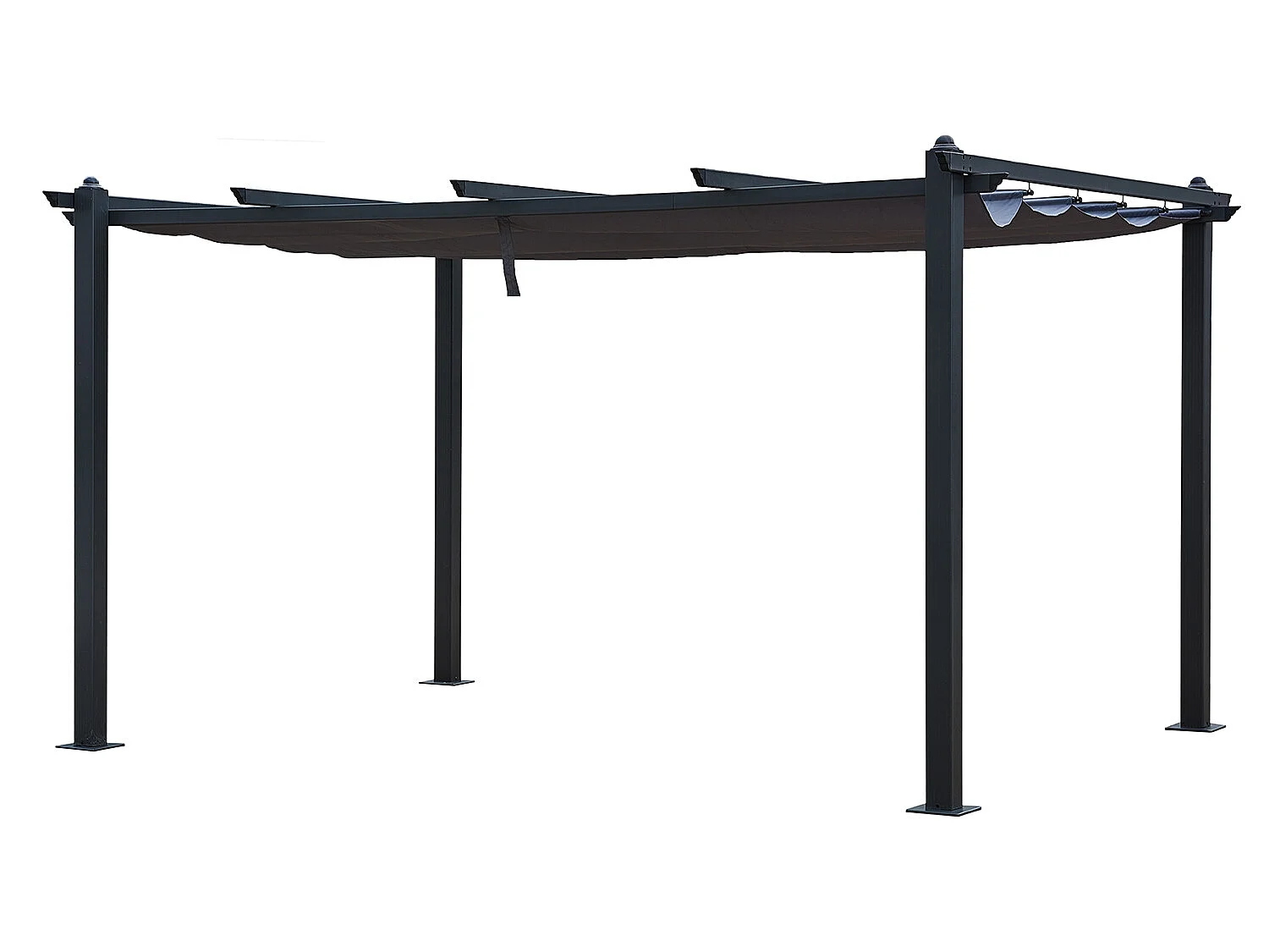 Vrijstaande Pergola 4x3m met uitschuifbaar doek NILA Grijs Aluminium Polyester