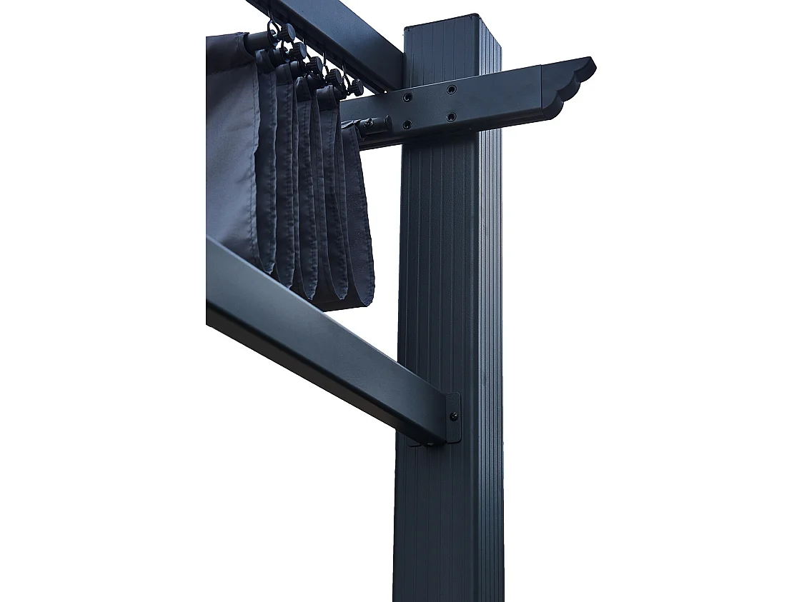Vrijstaande Pergola 4x3m met uitschuifbaar doek NILA Grijs Aluminium Polyester