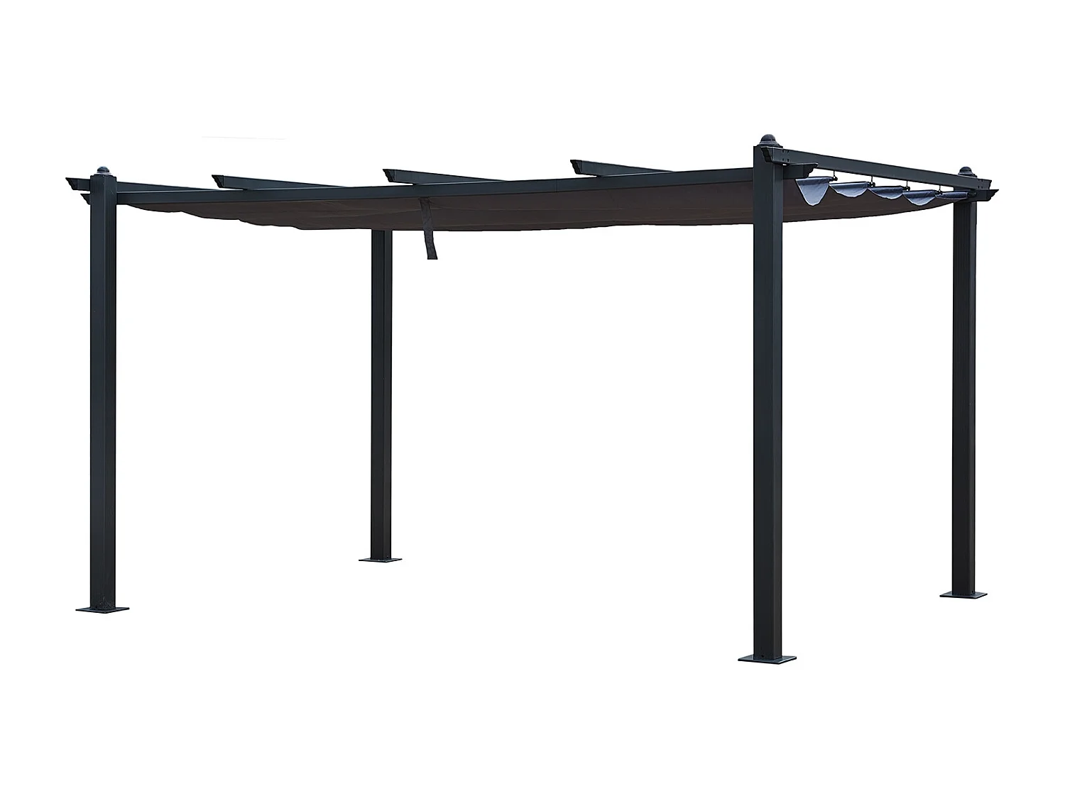Pergola auto-portée 3 x 4 m avec toile rétractable grise NILA
