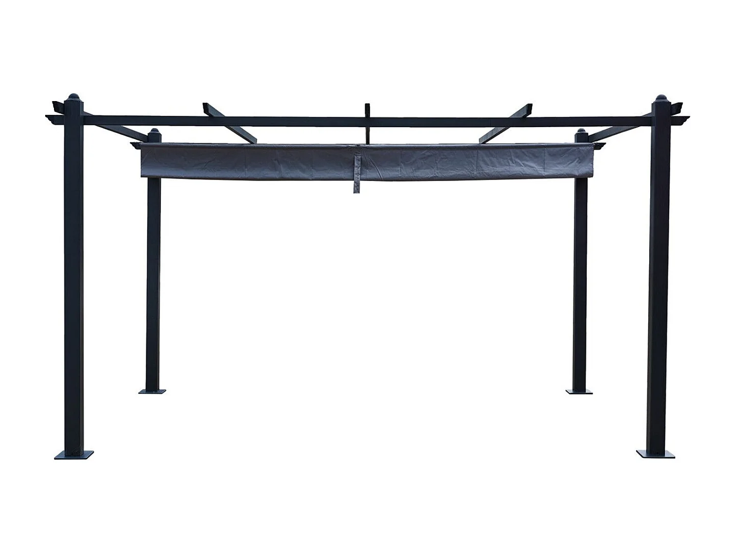 Pergola auto-portée 3 x 4 m avec toile rétractable grise NILA