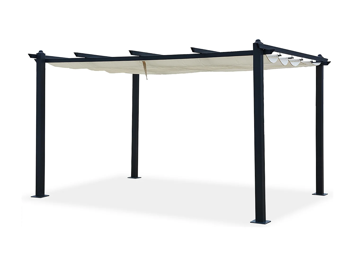 Pergola auto-portée 3 x 4 m avec toile rétractable beige NILA