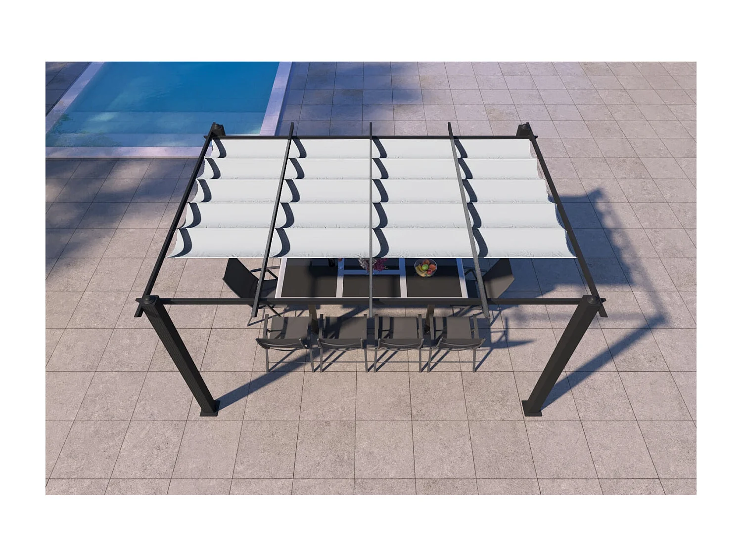 Pergola auto-portée 3 x 4 m avec toile rétractable beige NILA