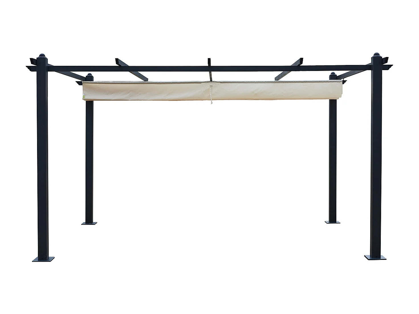 Pergola auto-portée 3 x 4 m avec toile rétractable beige NILA