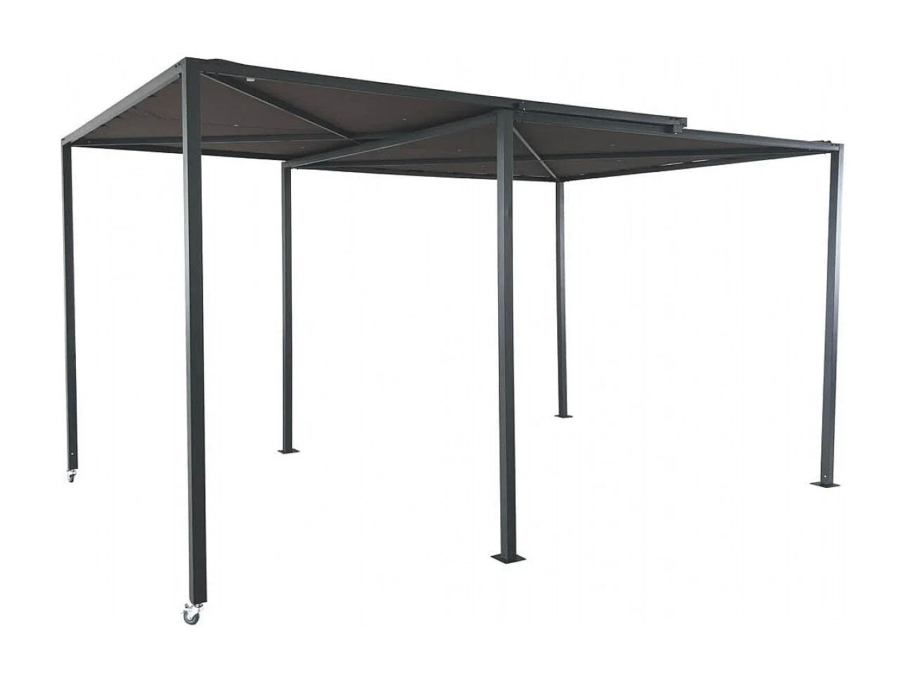 Pérgola corredera de 5,5x2,5 m con ruedas gris y gris topo GIBARA