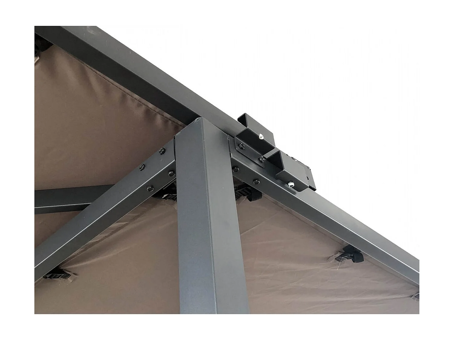 Pérgola corredera de 5,5x2,5 m con ruedas gris y gris topo GIBARA