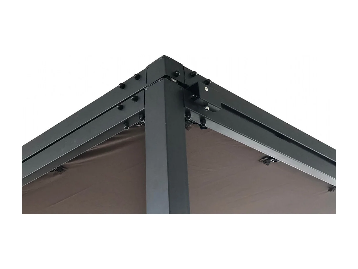 Pérgola corredera de 5,5x2,5 m con ruedas gris y gris topo GIBARA