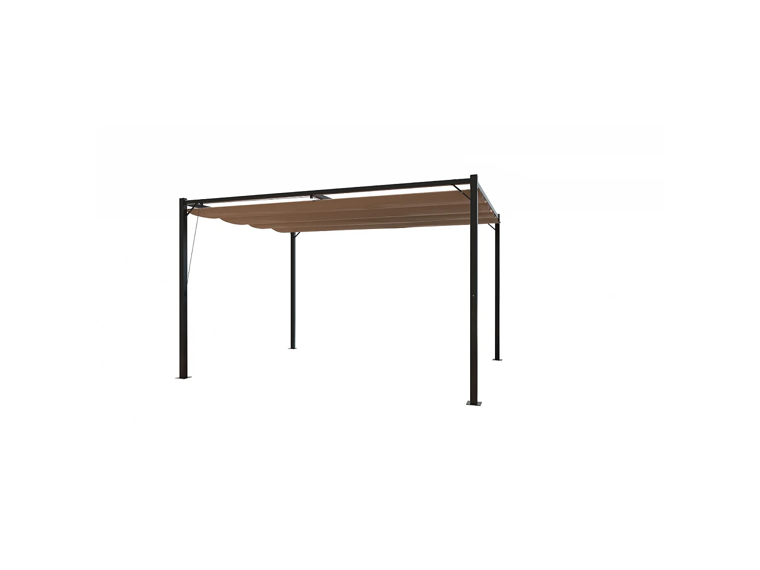 Pergola autoportante 3 x 4m avec toile en polyester taupe TUSA