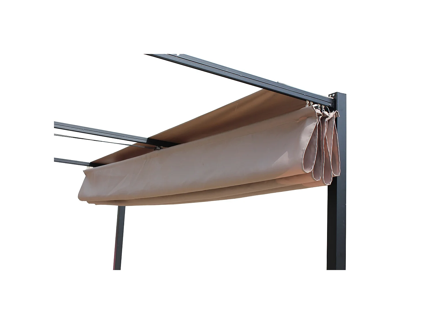 Pergola autoportante 3 x 4m avec toile en polyester taupe TUSA