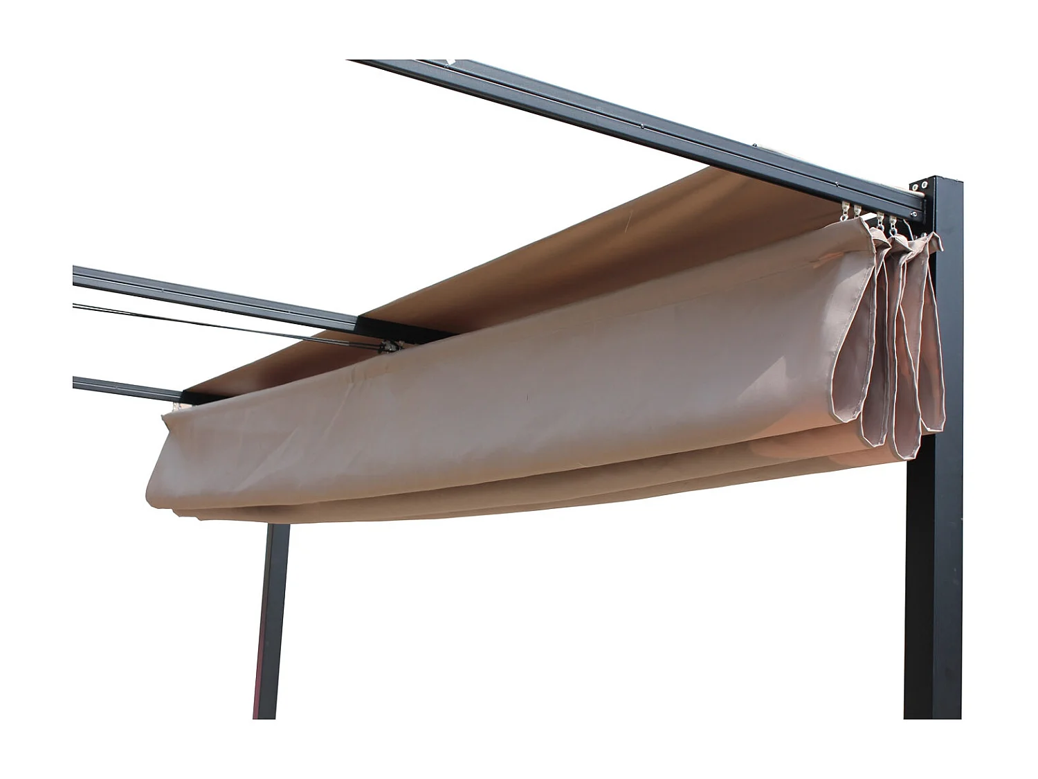 Pergola autoportante 3 x 4m avec toile en polyester taupe TUSA