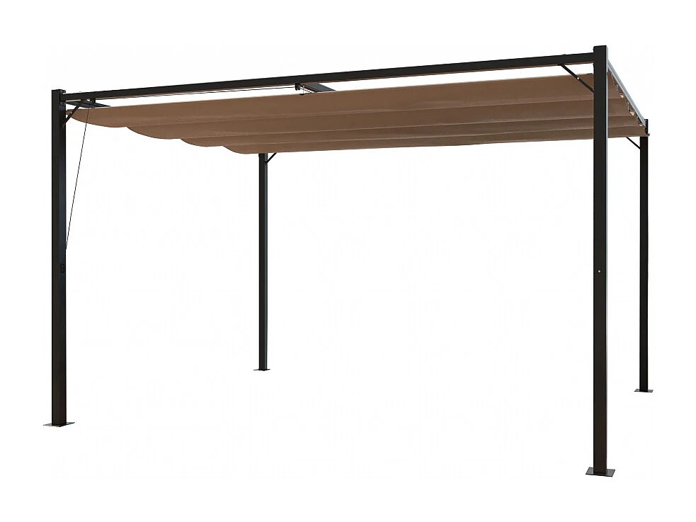 Pergola autoportante 3 x 4m avec toile en polyester taupe TUSA