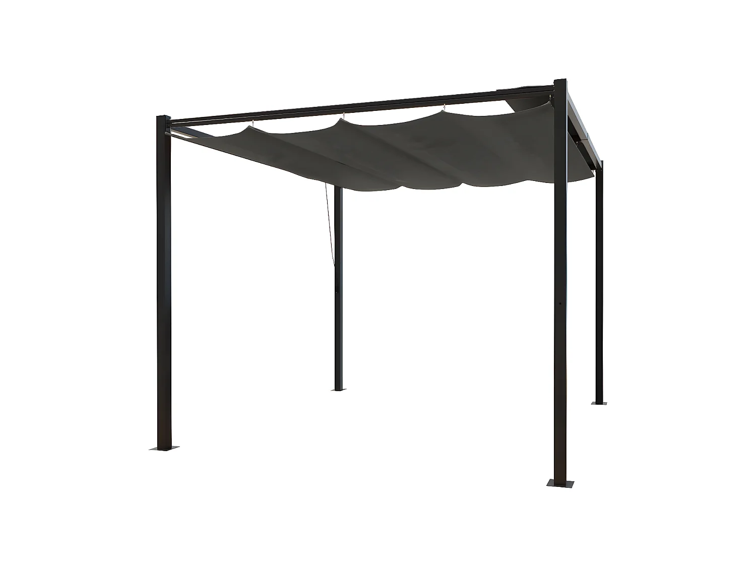 Pergola autoportante 3 x 3 m en acier avec toile grise TUSA