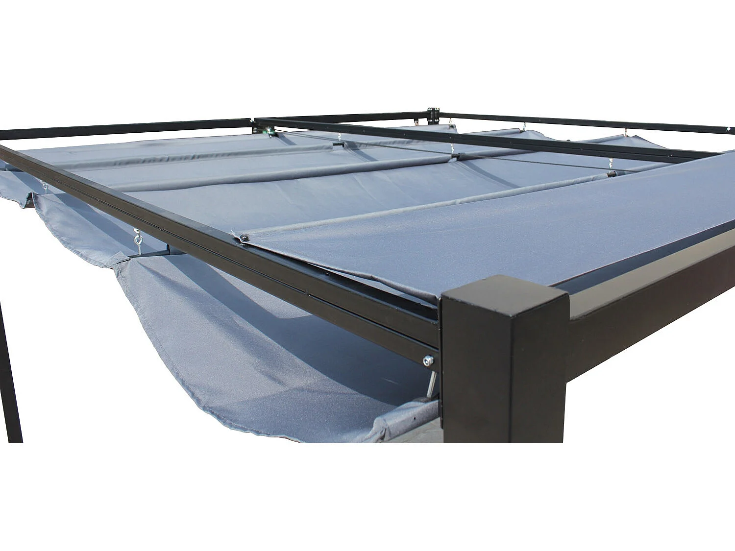 Pergola autoportante 3 x 3 m en acier avec toile grise TUSA