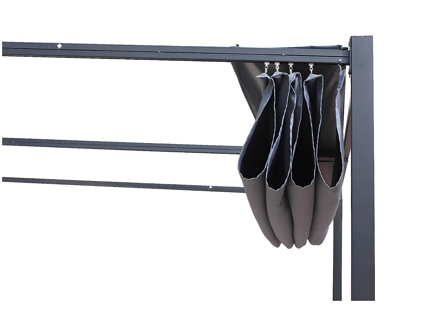 Pergola autoportante 3 x 3 m en acier avec toile grise TUSA