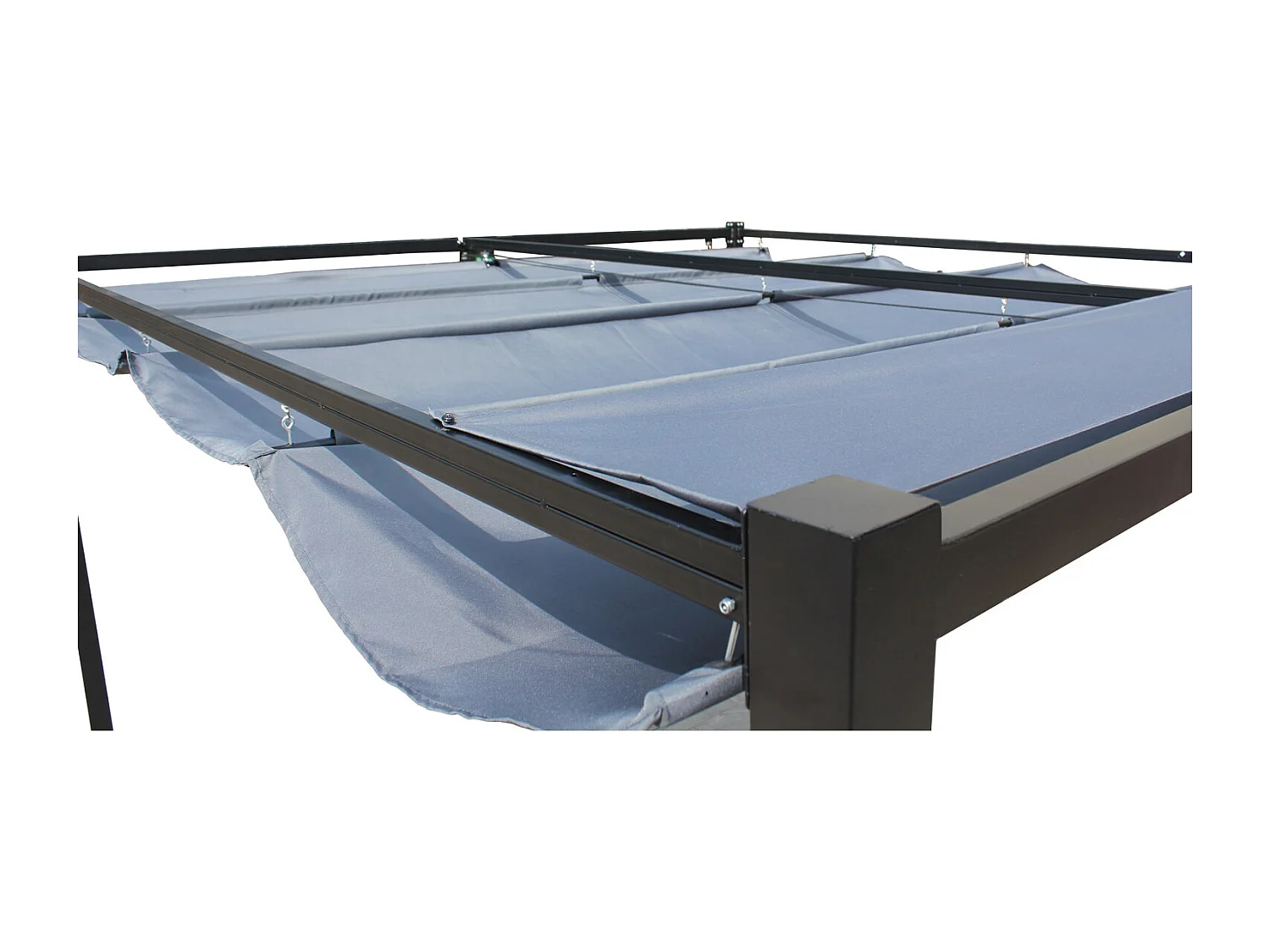 Pergola autoportante 3 x 3 m en acier avec toile grise TUSA