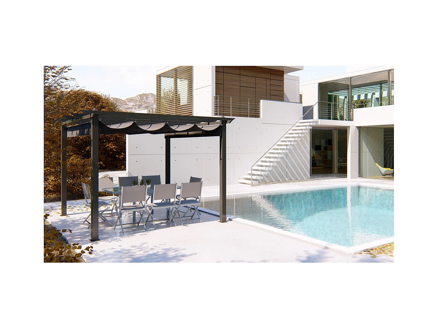 Gazebo autoportante alluminio e telo grigio 3 x 3 m REGIA