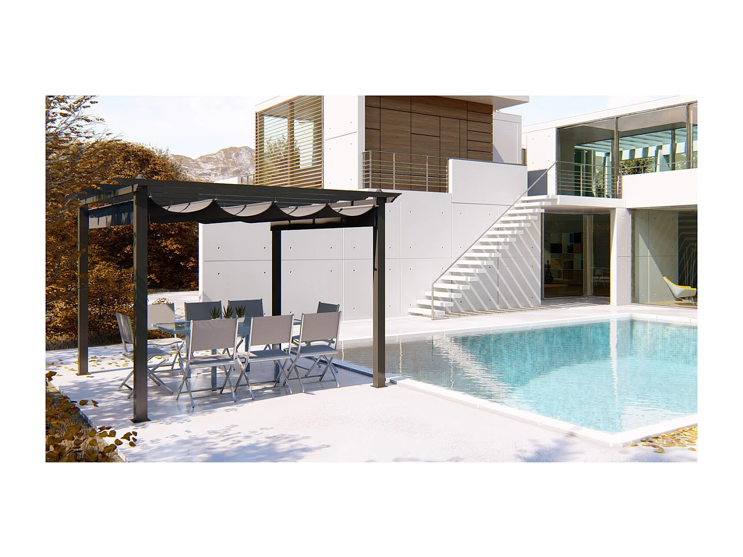 Tonnelle autoportante 3 x 3 m en aluminium et toile grise REGIA