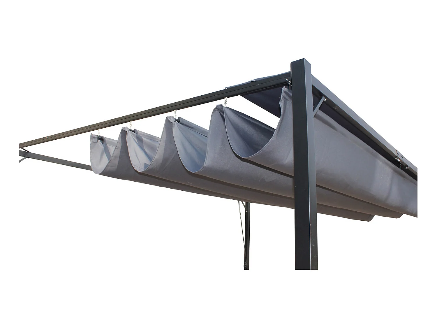 Pérgola Autoportante 3x4m Cinza TUSA em Poliéster - Conforto Ótimo para Jardim e Refeições em Família