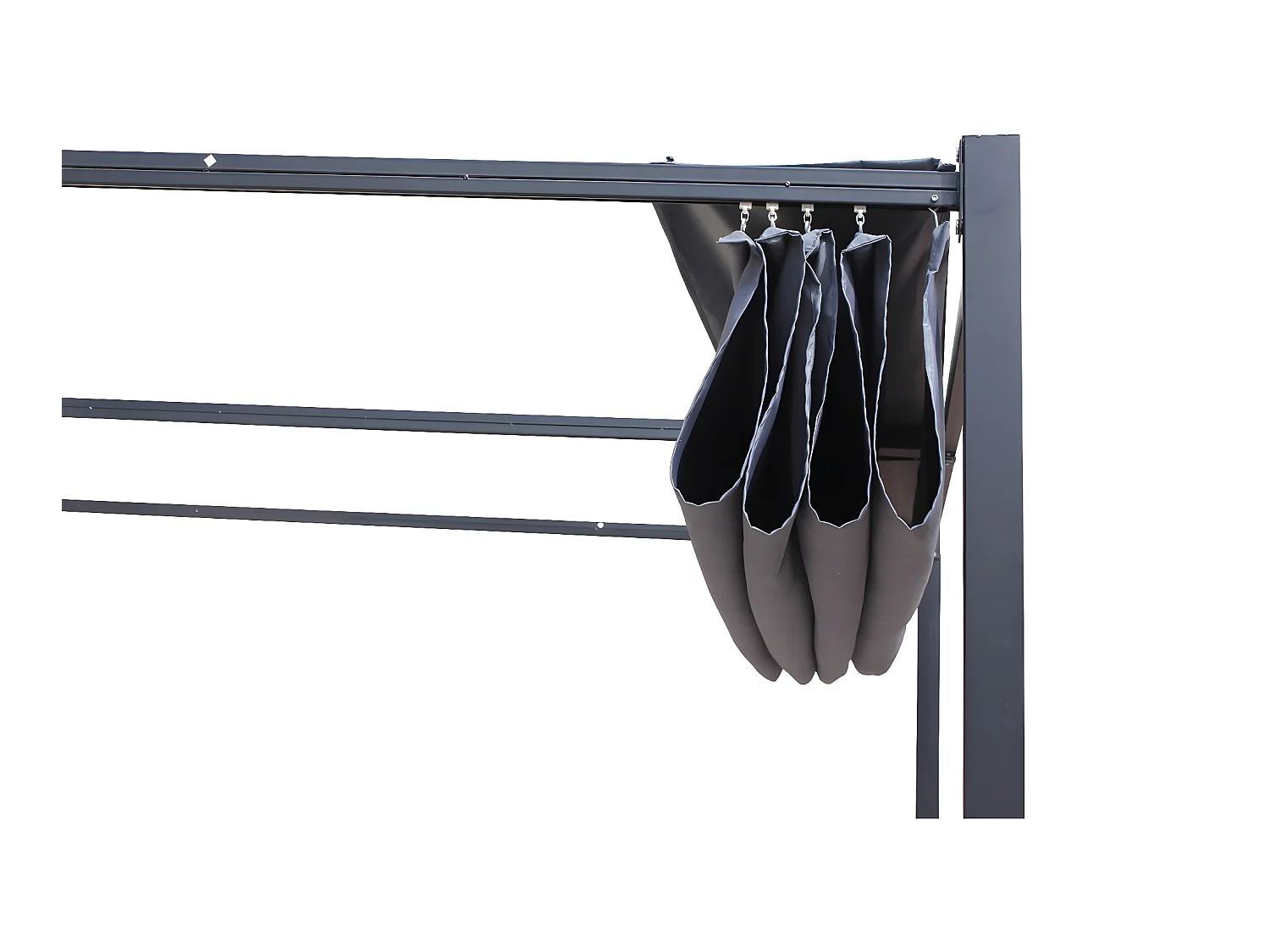 Pergola autoportante 3 x 4 m en acier avec toile grise TUSA