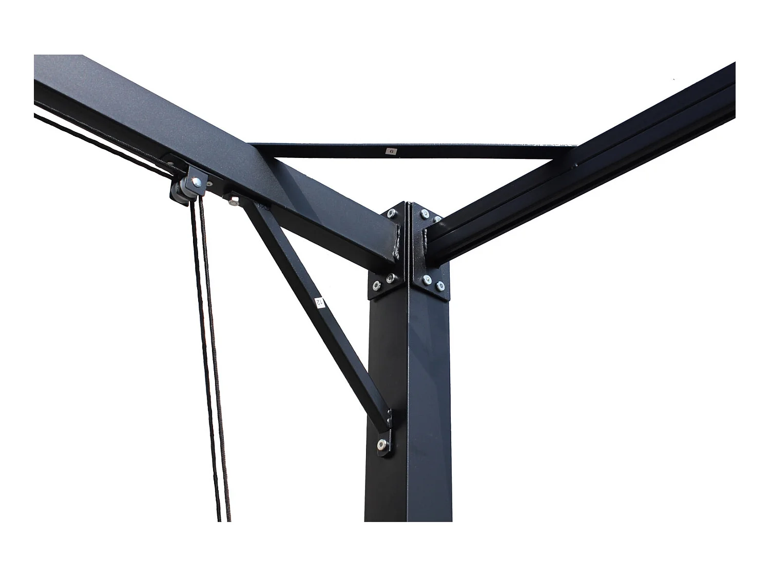 Pergola autoportante 3 x 4 m en acier avec toile grise TUSA