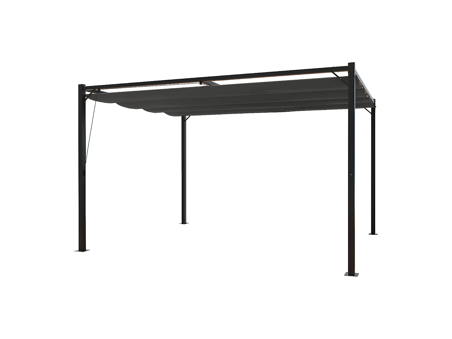 Pergola autoportante 3 x 4 m en acier avec toile grise TUSA