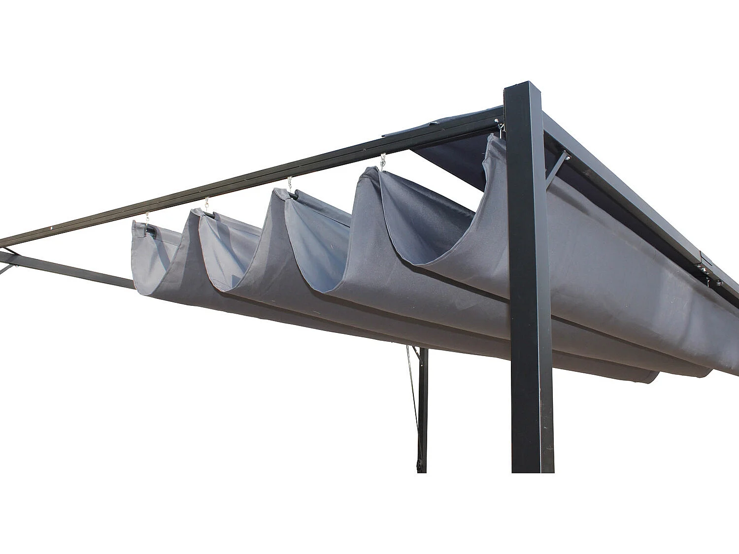 Pergola autoportante 3 x 4 m en acier avec toile grise TUSA