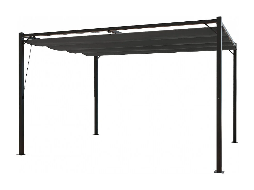 Pergola autoportante 3 x 4 m en acier avec toile grise TUSA