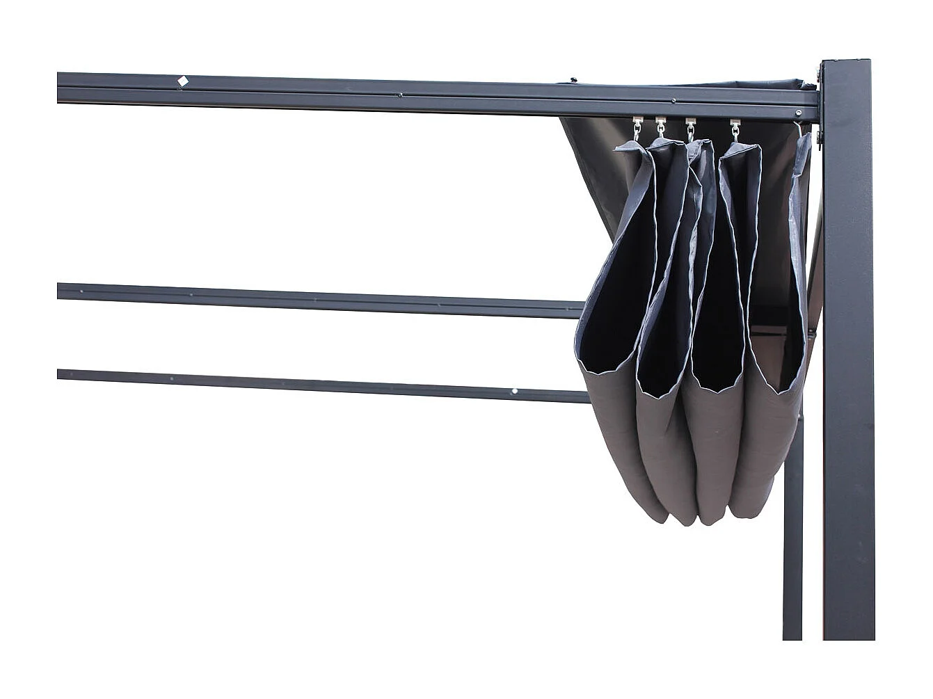 Pergola autoportante 3 x 4 m en acier avec toile grise TUSA