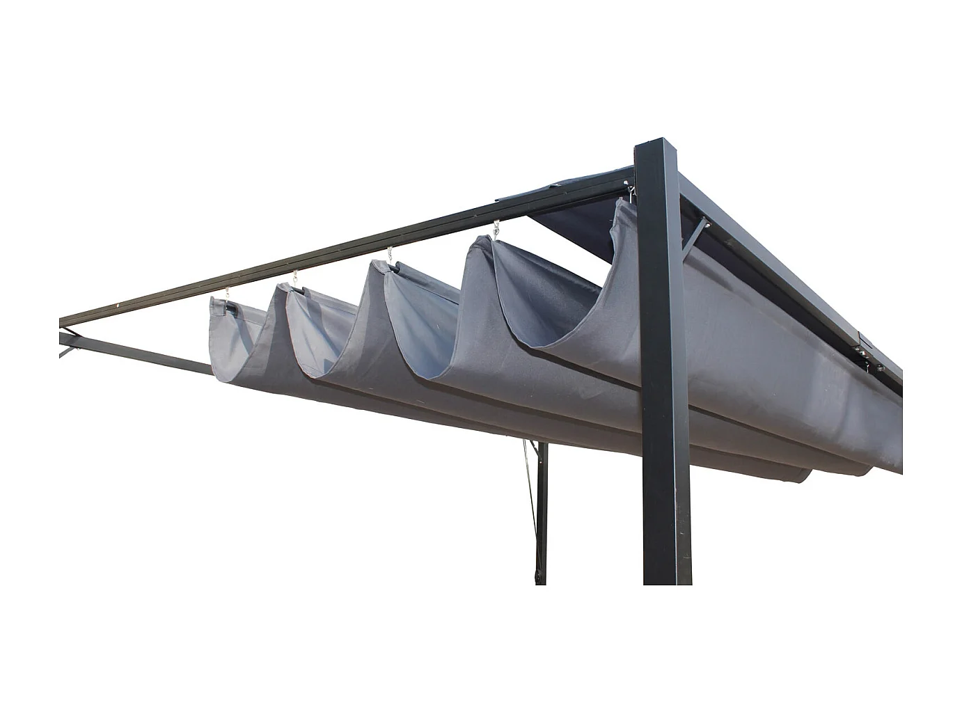 Pergola autoportante 3 x 4 m en acier avec toile grise TUSA