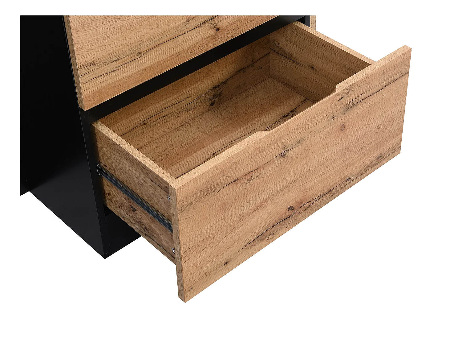Isola centrale da cucina con 6 cassetti e 4 nicchie in MDF Naturale chiaro e Nero - POMARELA
