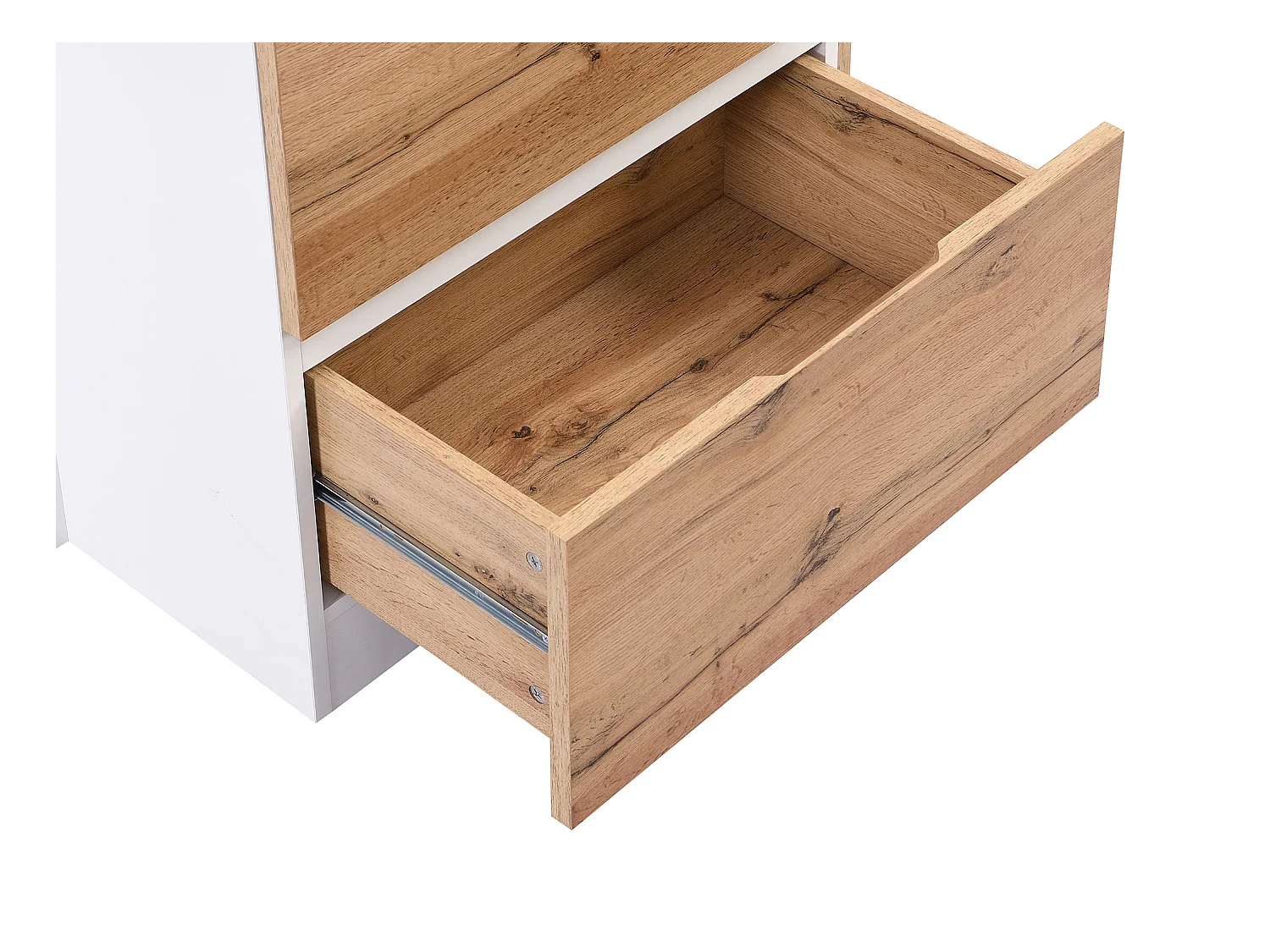 Kücheninsel mit 6 Schubladen & 4 Ablagefächern aus MDF - Holzfarben hell & Weiß - POMARELA