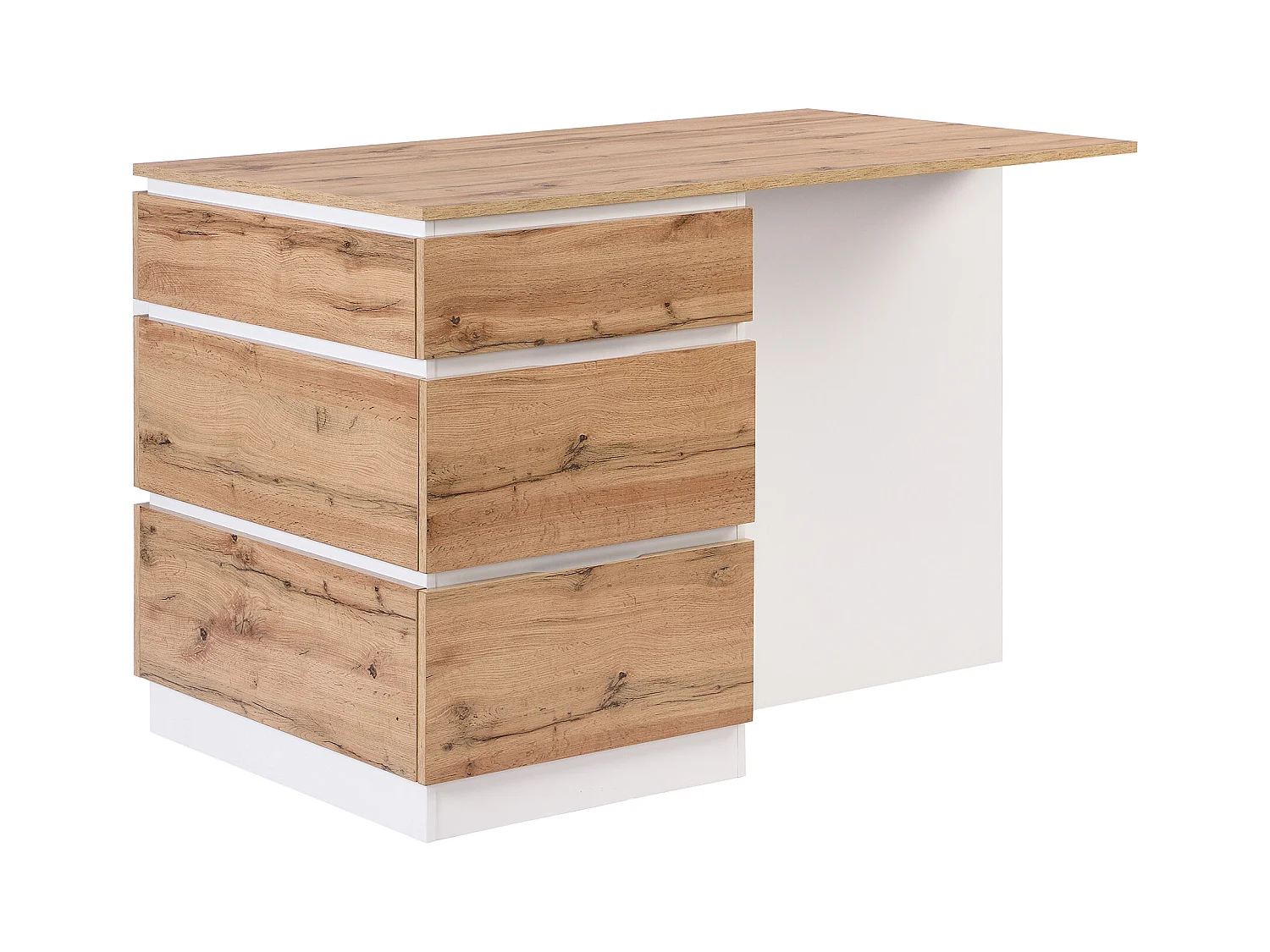 Kücheninsel mit 6 Schubladen & 4 Ablagefächern aus MDF - Holzfarben hell & Weiß - POMARELA