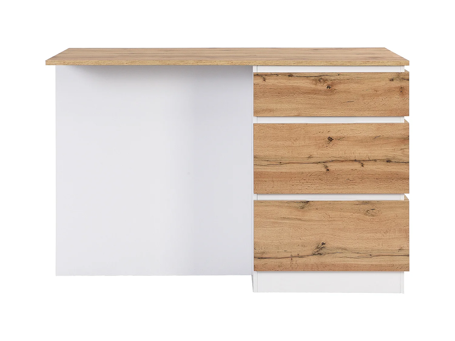 Kücheninsel mit 6 Schubladen & 4 Ablagefächern aus MDF - Holzfarben hell & Weiß - POMARELA