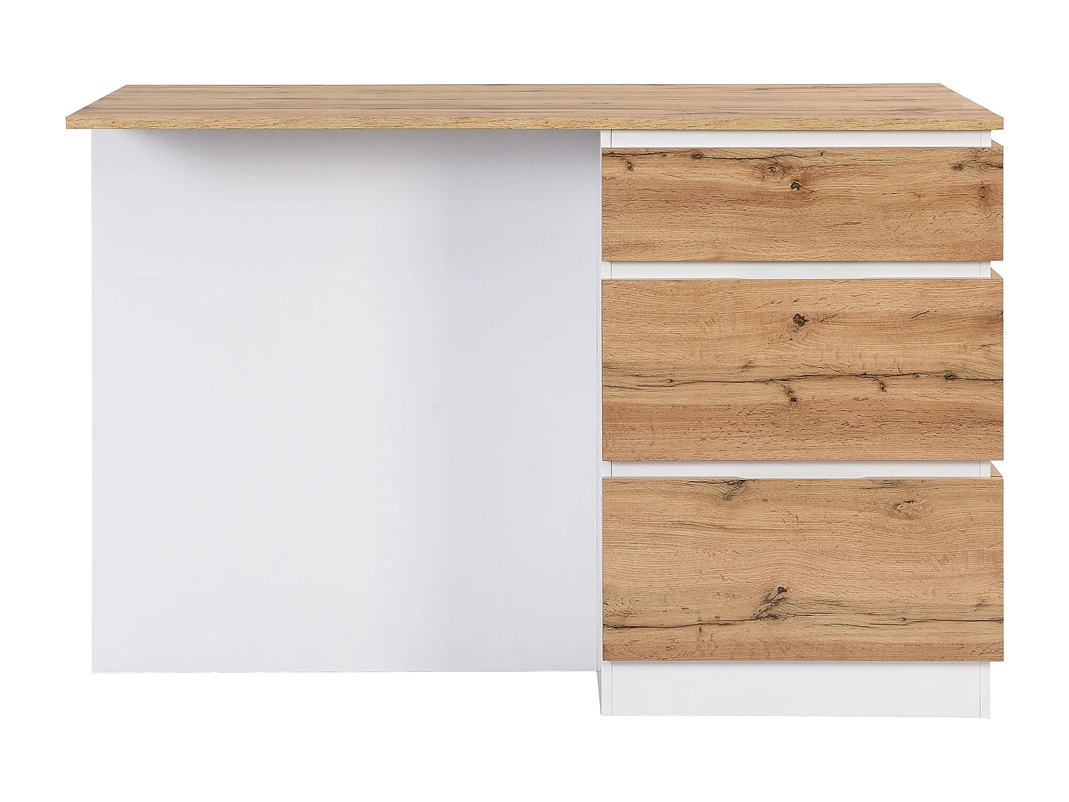 Centraal keukeneiland met 6 lades en 4 nissen van mdf - Licht naturel en wit - POMARELA