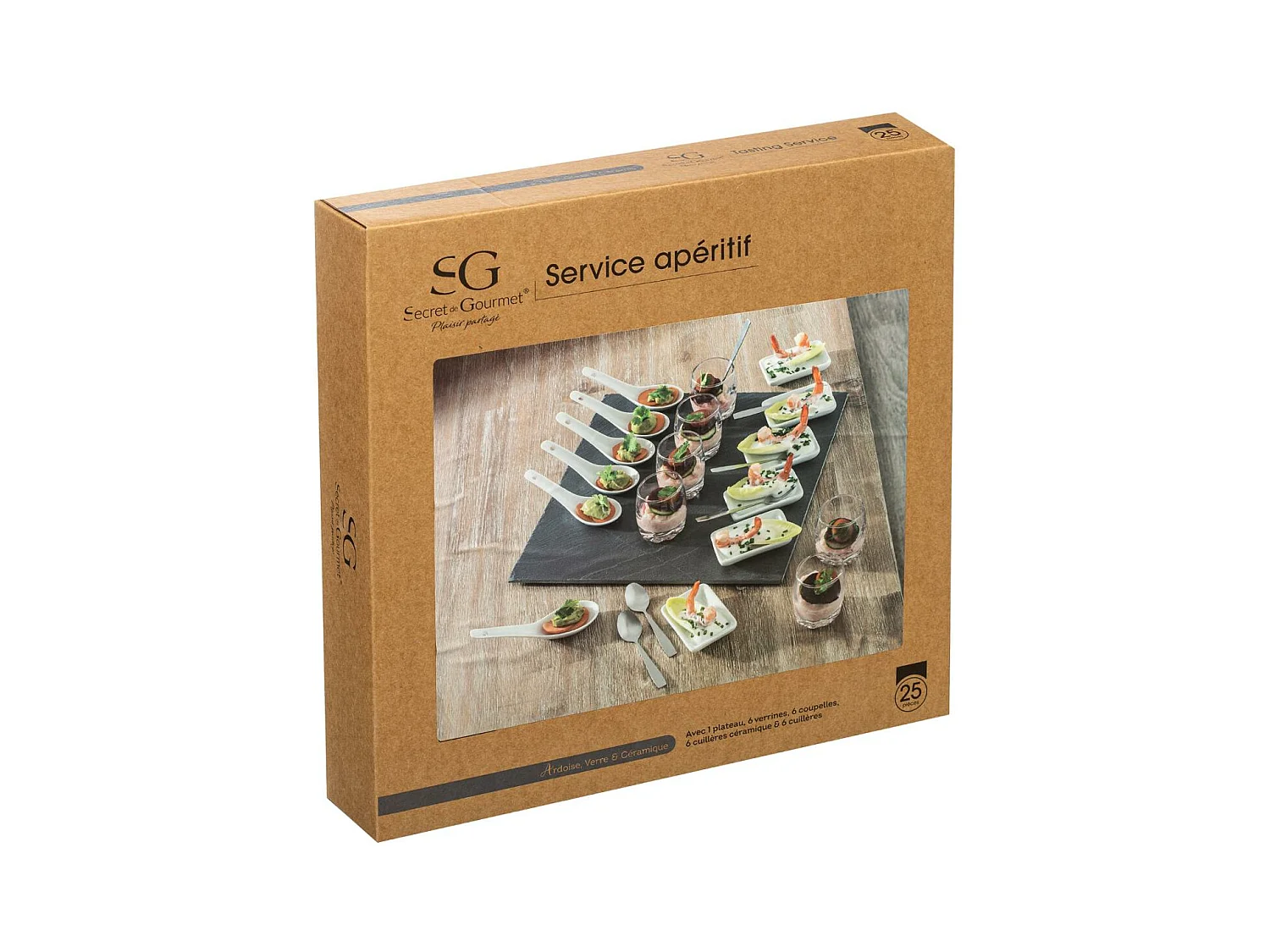 Ensemble D'appétiseur 25 Pièces Avec Base En Ardoise.