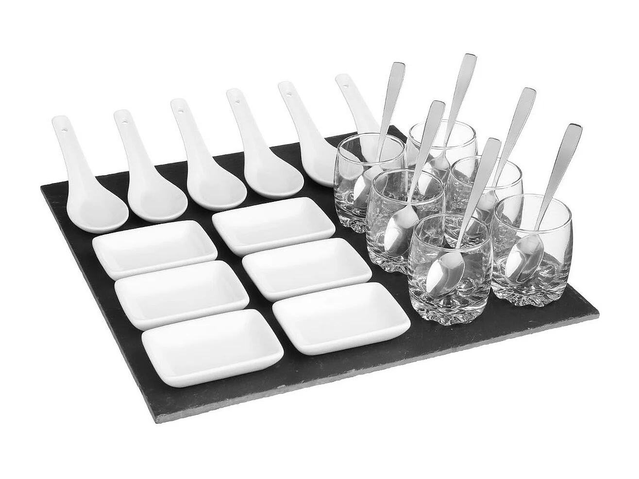 Ensemble D'appétiseur 25 Pièces Avec Base En Ardoise.