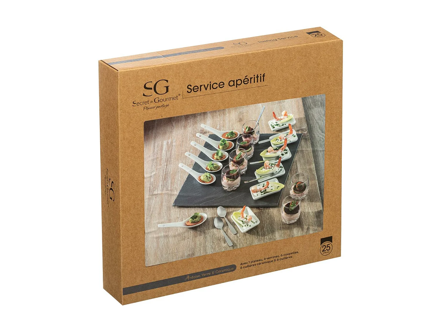 Ensemble D'appétiseur 25 Pièces Avec Base En Ardoise.