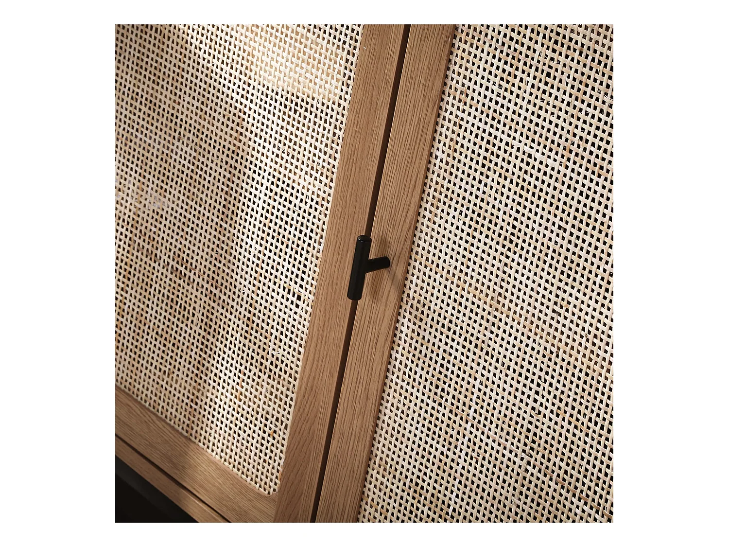 Aparador con 3 puertas de caña de ratán - L120 cm